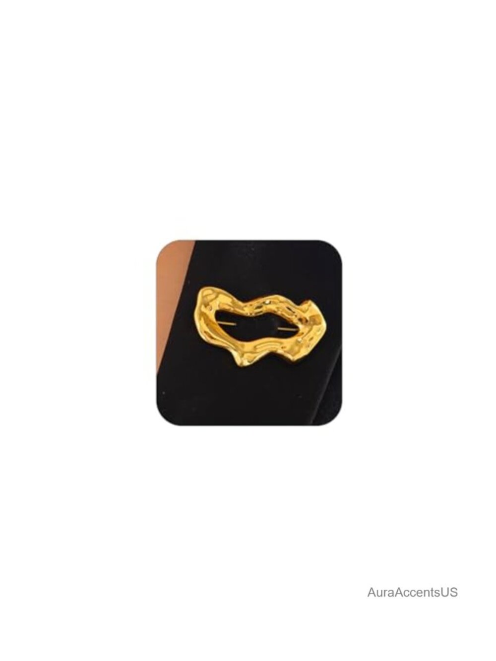 Vintage Hammered Irregular Geometric Brooch Pin for Women, Statement Hollow